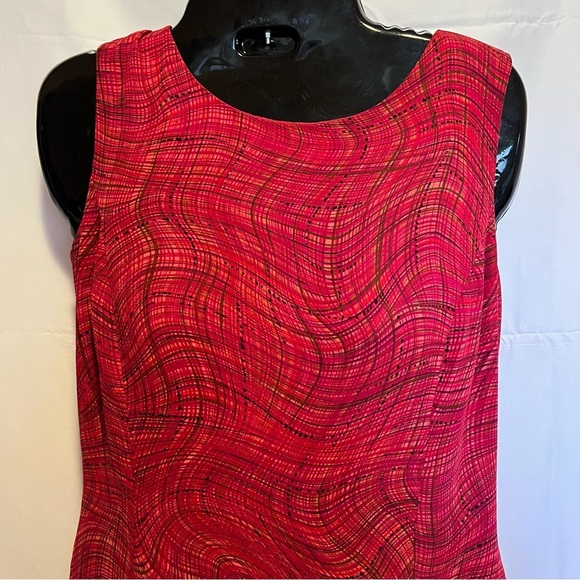 Kasper ASL Red Abstract Print Sheath Dress Size 4 Sleeveless Career Wedding - Picture 2 of 7